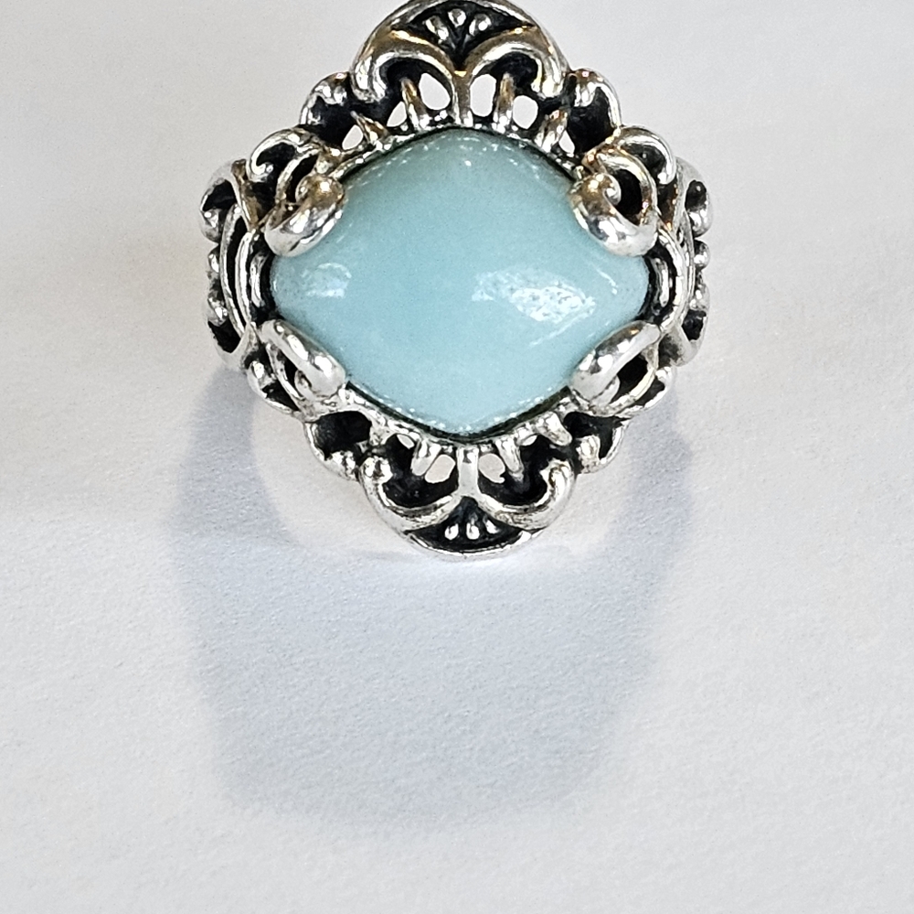 Carolyn Pollack Sterling Silver Amazonite Filigree Decorated Ring Sz 7! - Picture 5 of 5